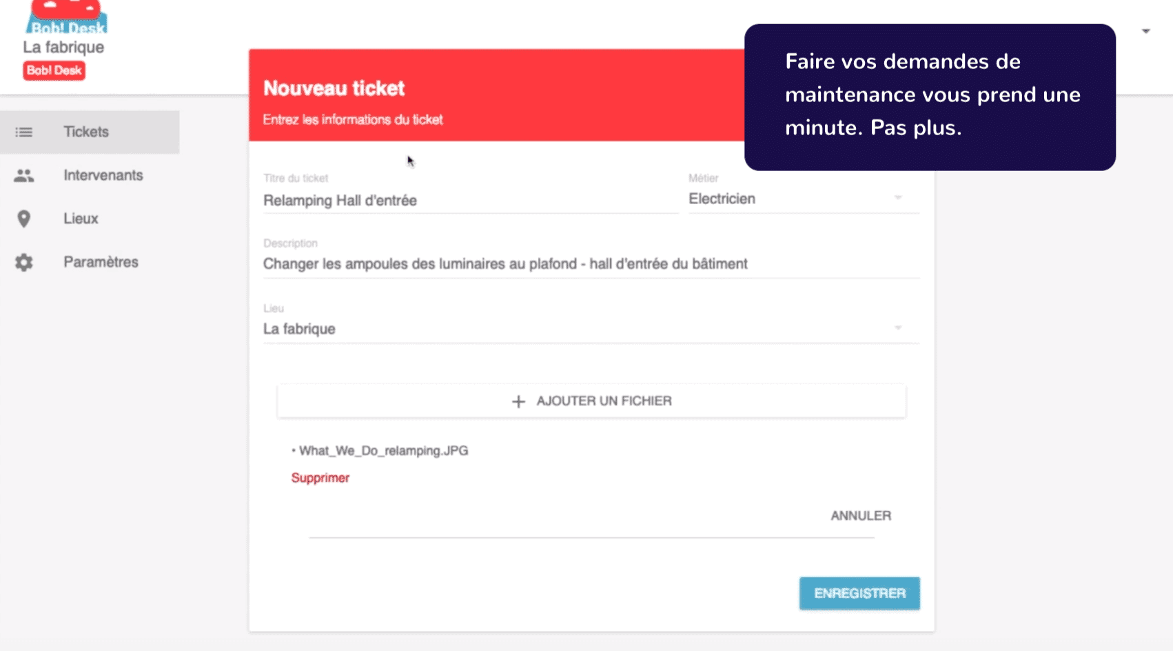 Logiciel de maintenance GMAO immobilier Bob! Desk - recrutement sur mesure d'artisans qualifiés pour votre intervention - copie d'écran