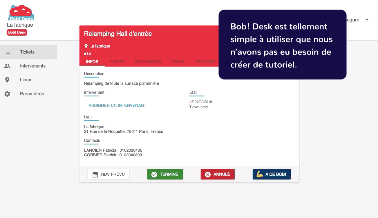 Bob! Desk - maintenance management software - Bob! Desk CMMS - maintenance management software - SaaS CMMS - be more efficient with Bob! Desk, usable without a tutorial   