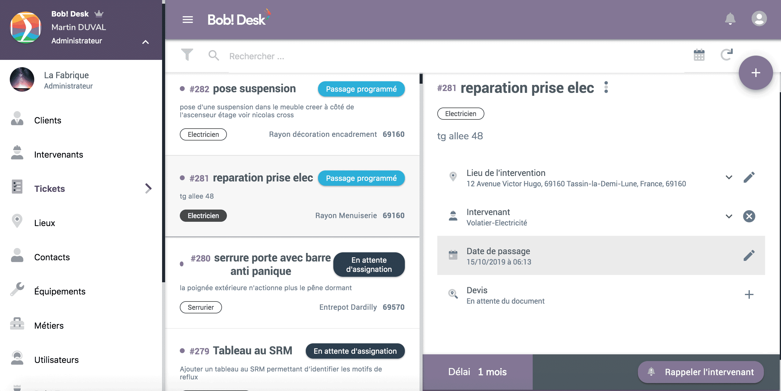 Bob! Desk - CMMS - Ticket features preview
