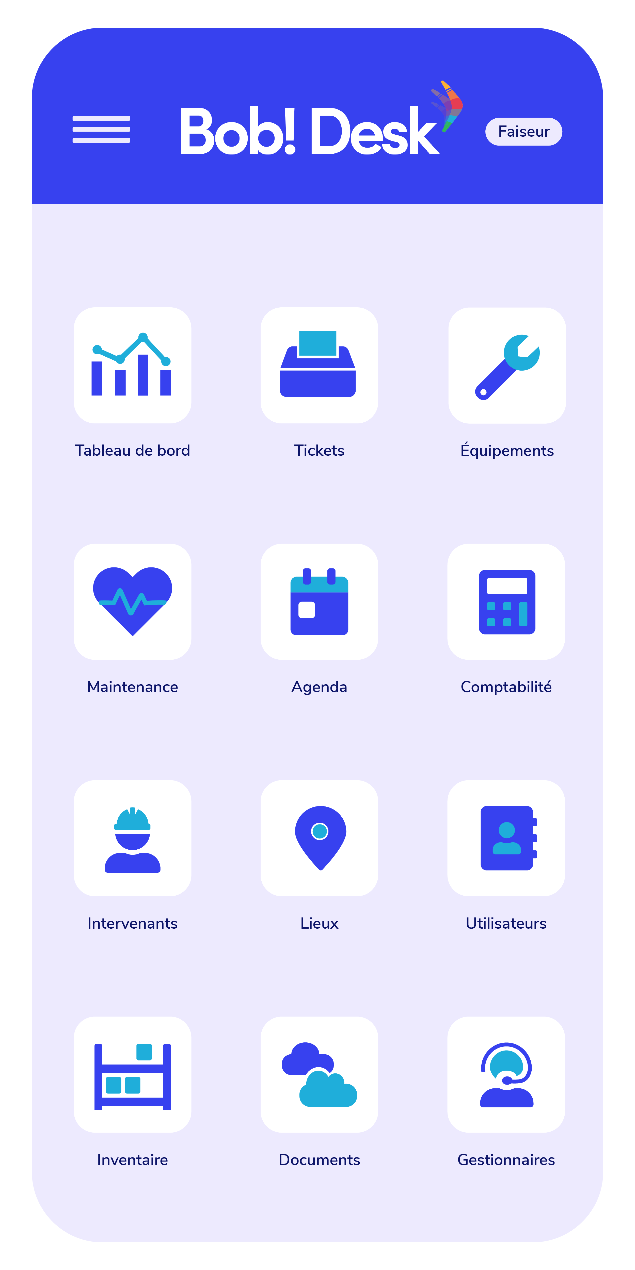 A simple, dedicated mobile interface - Healthcare CMMS Features - Bob! Desk A simple, dedicated mobile interface - Healthcare CMMS Features - Bob! Desk