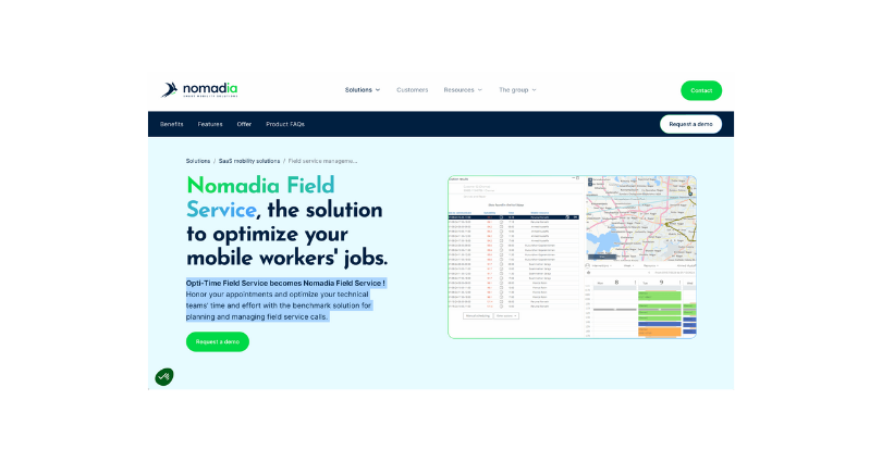 Screenshot CMMS-Software Nomadia Field Service, SaaS-Mobilitätslösung