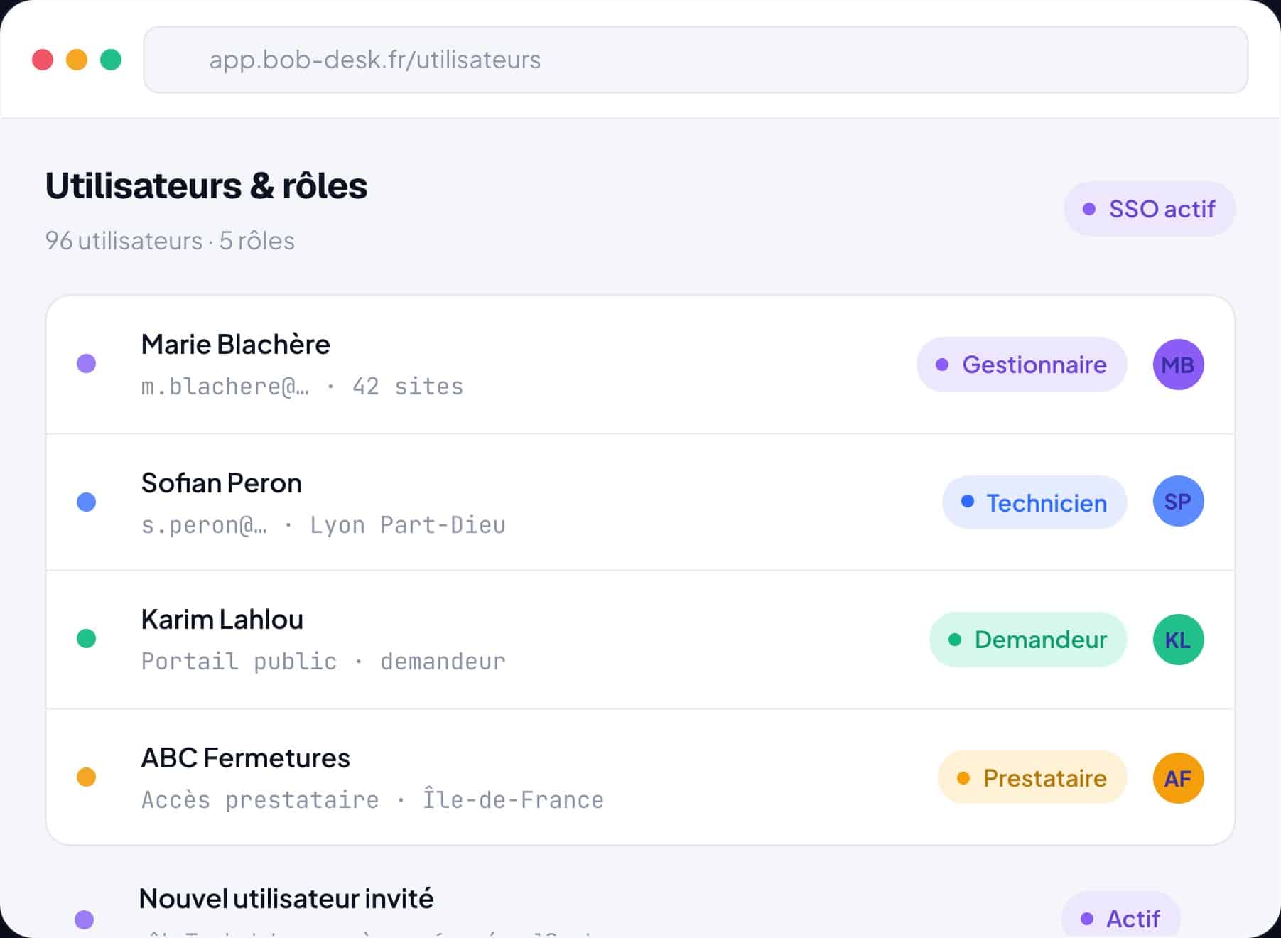Interfaz Bob! Desk - Usuarios y roles