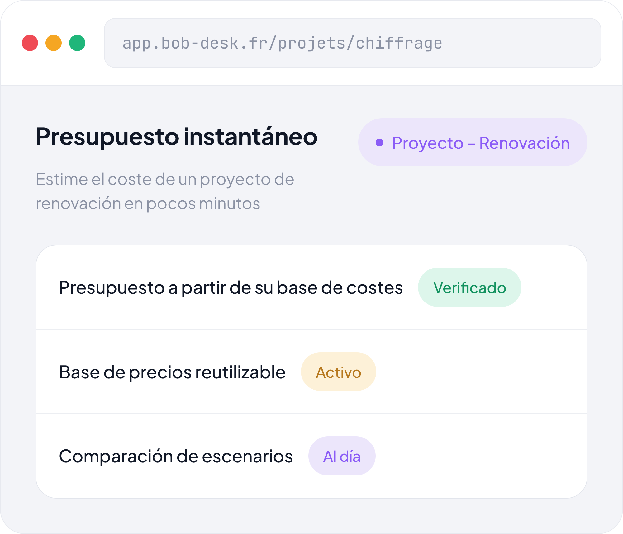 Presupuestación instantánea