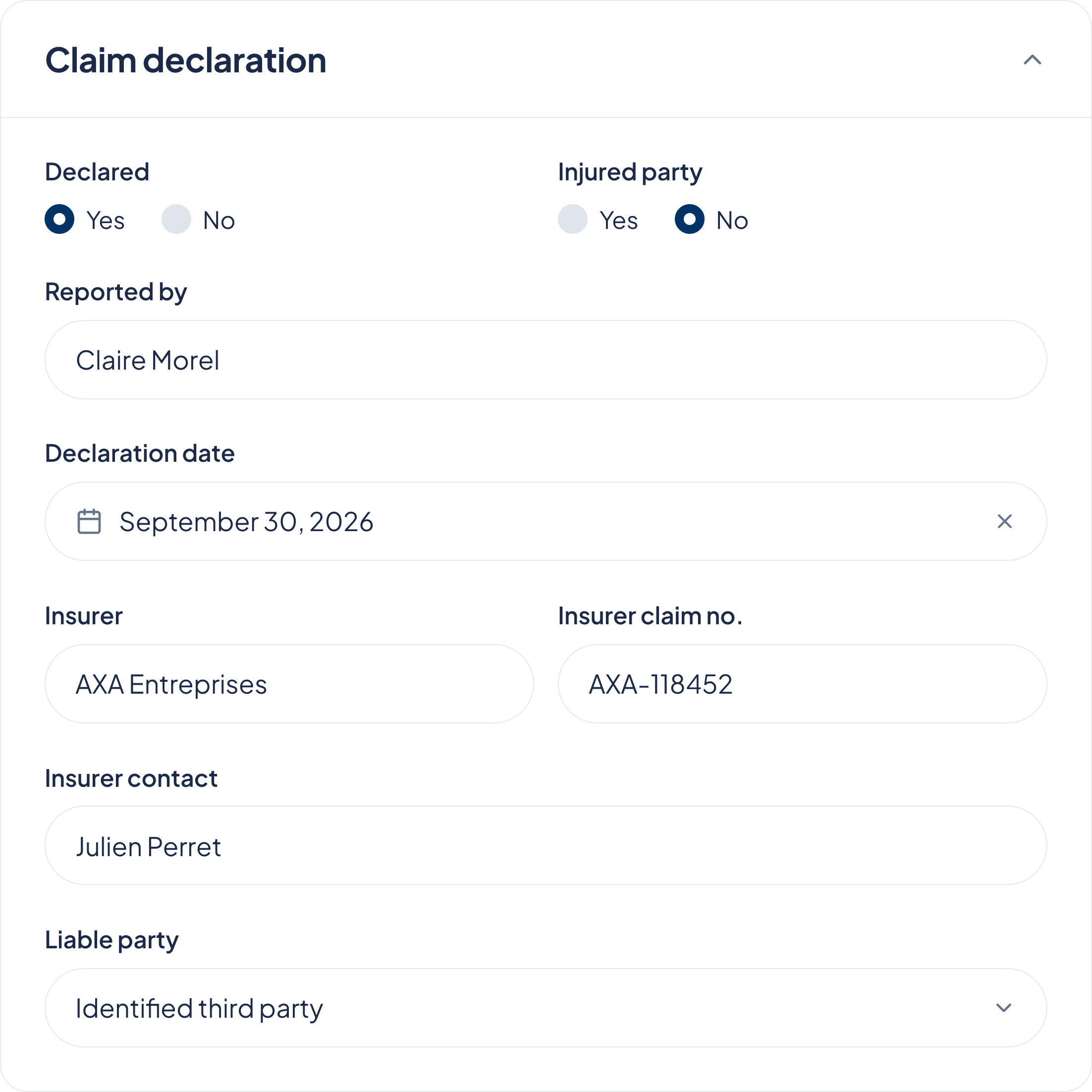 Claim declaration and management
