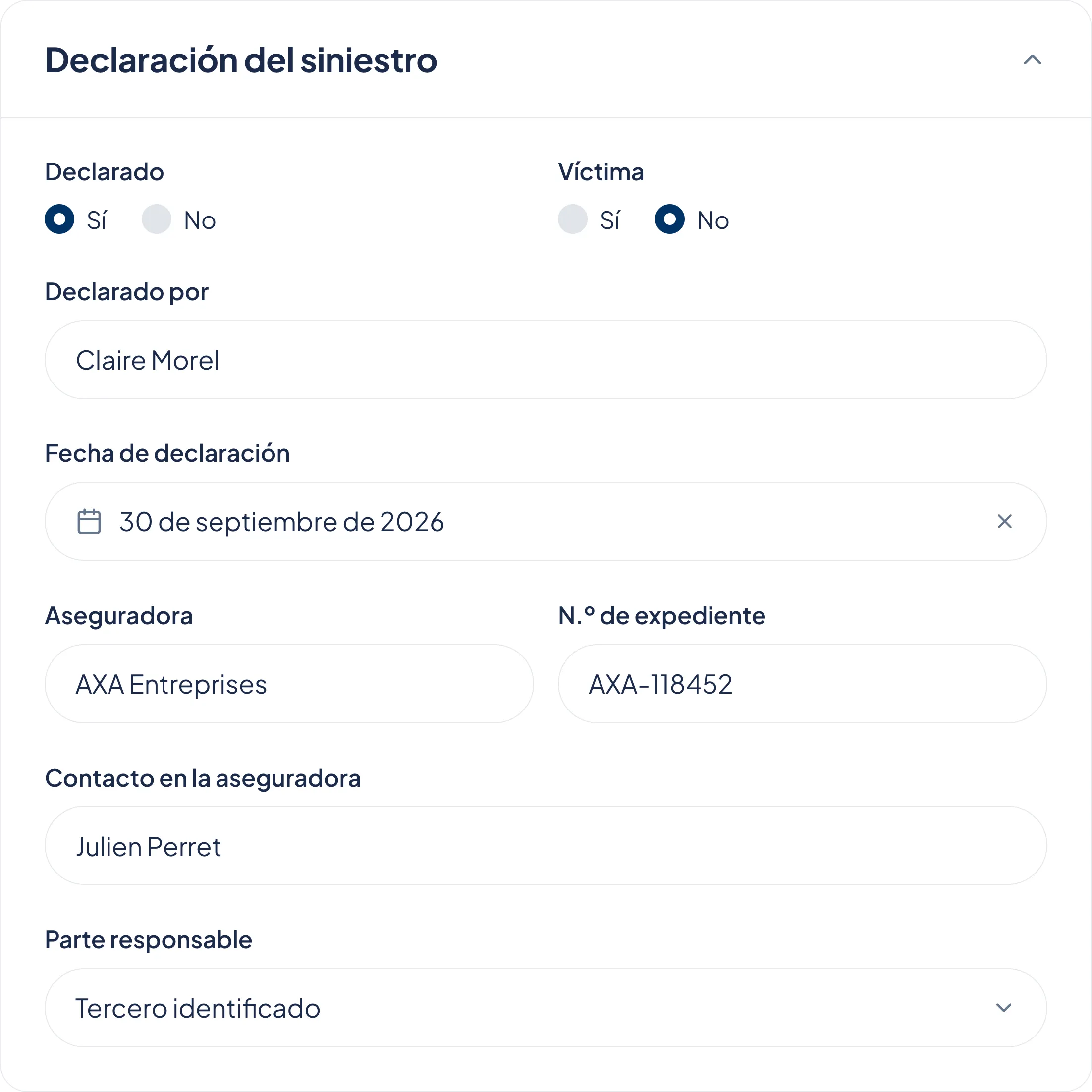 Declaración y gestión del siniestro