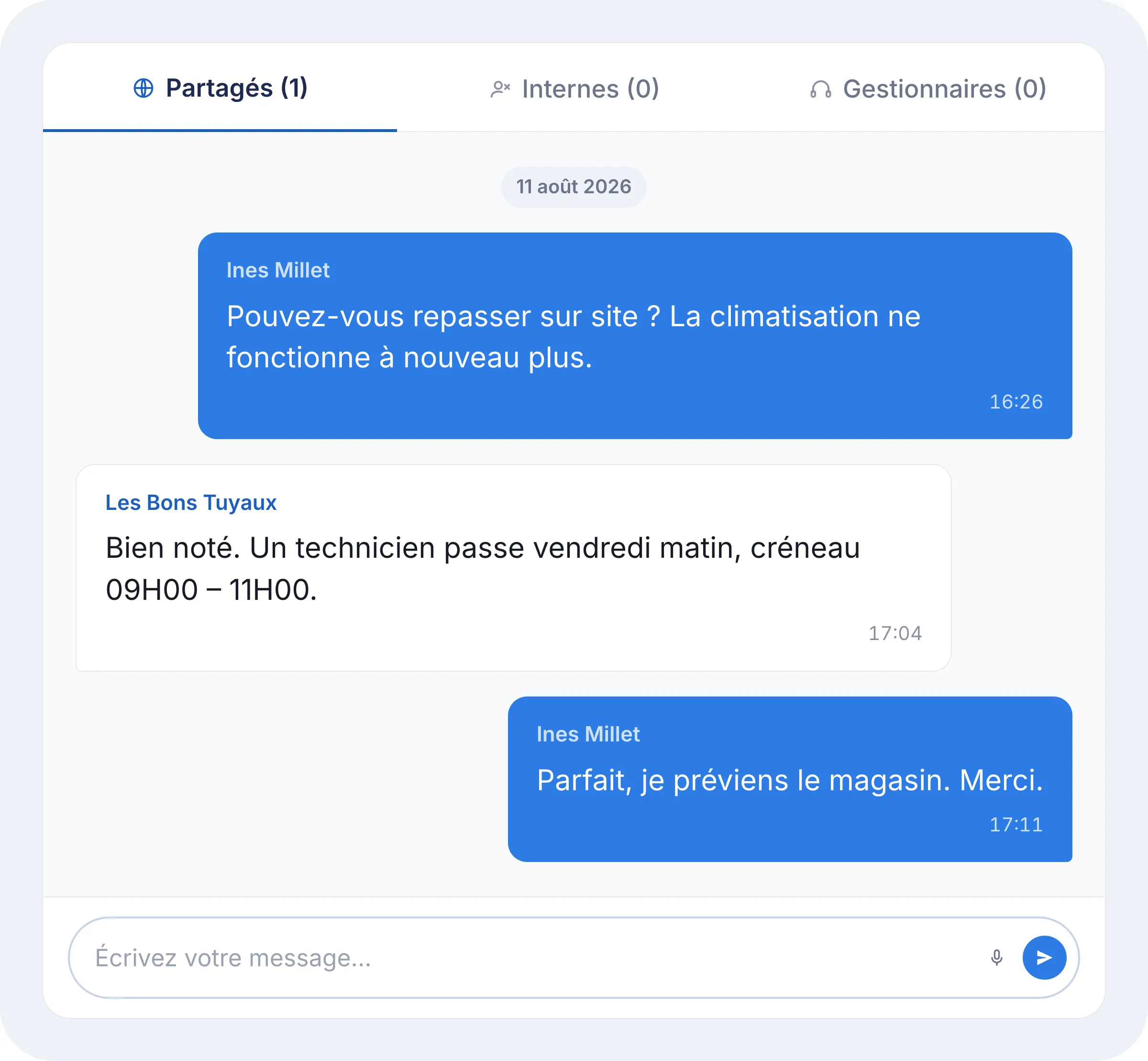 Messagerie intégrée