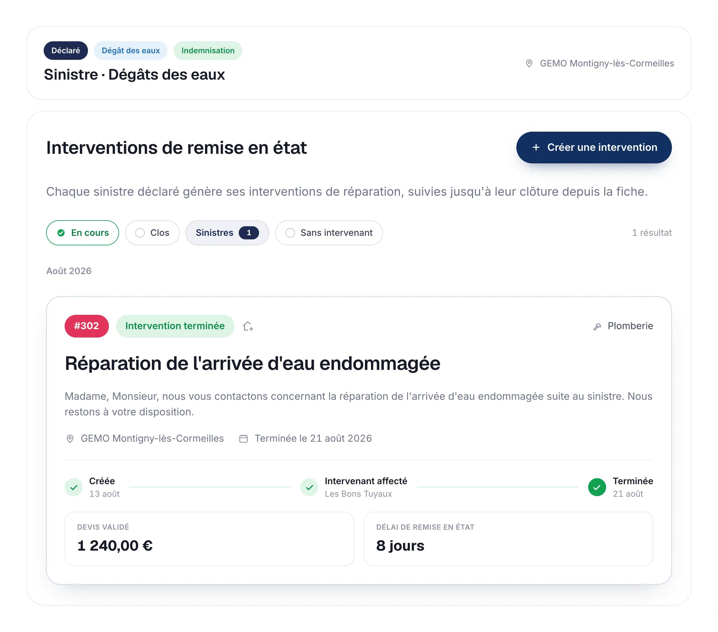 Interface Bob! Desk - Interventions de remise en état