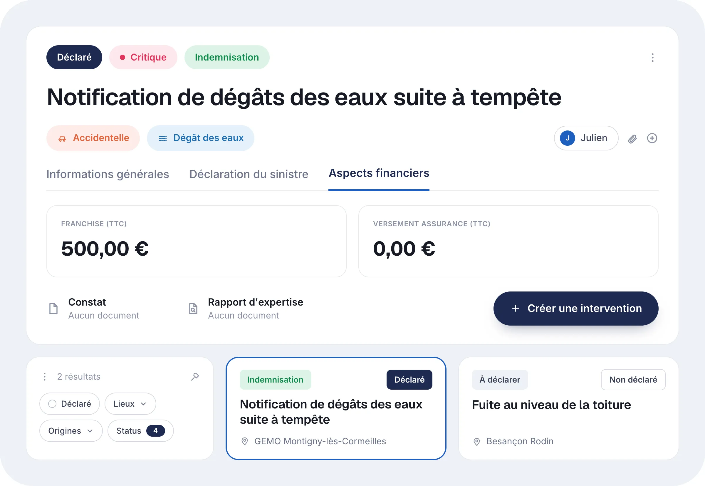 Éléments financiers