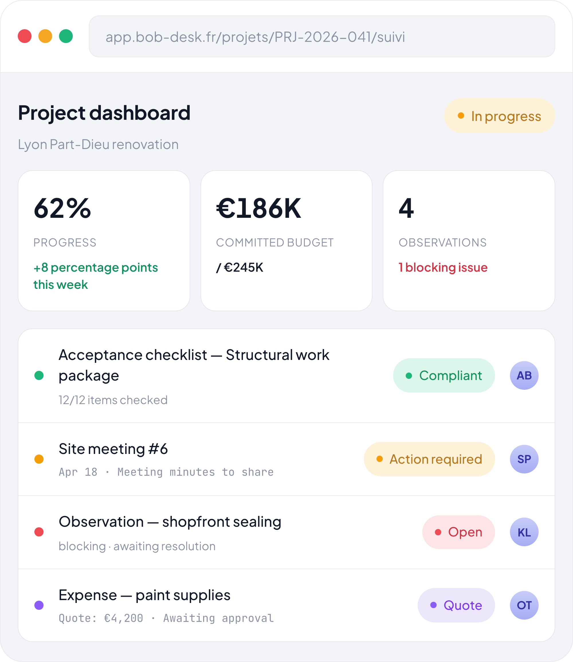 Bob! Desk Interface - Interventions